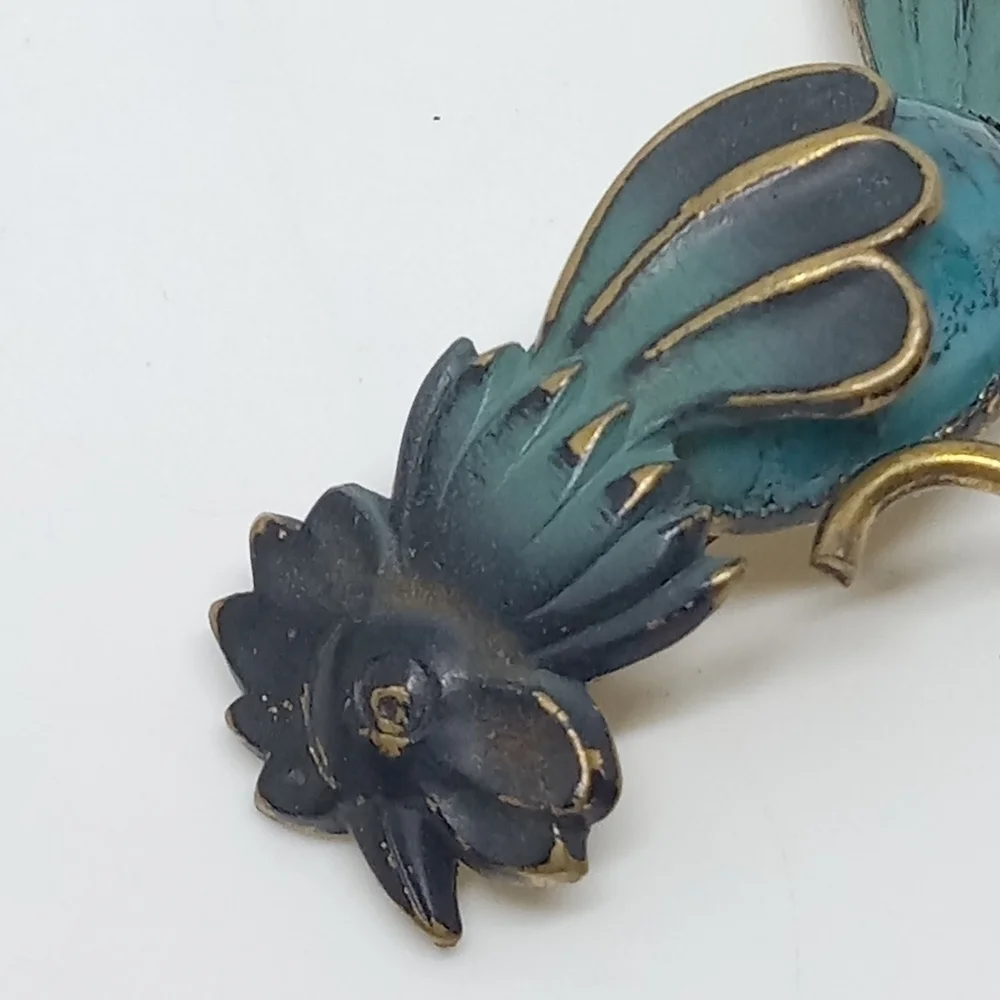 * vintage Made in Germany Blue jelly belly rooster chicken bird pin brooch